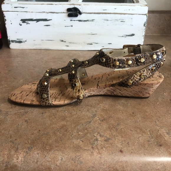 Michael Kors Embossed Leather Brown Jolie Sandals - Picture 3 of 8